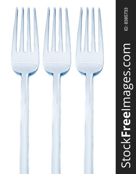 3 forks over white background