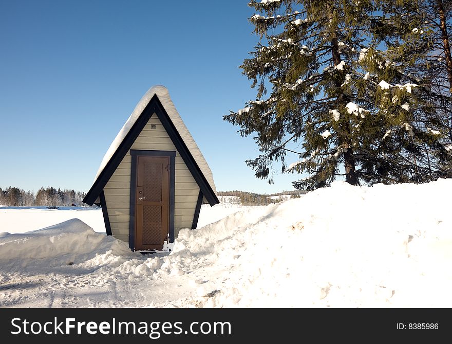 Very small house in winter