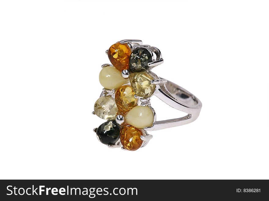 White background of amber rings