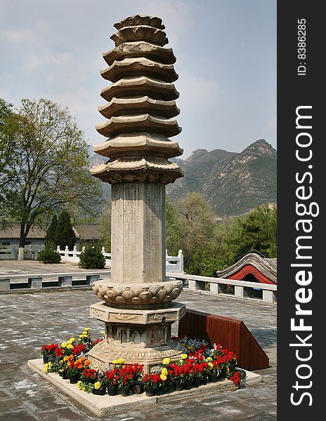 Stone stupa in the chinese temple
