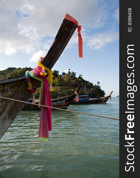 Traditional Thai boat on water. Traditional Thai boat on water