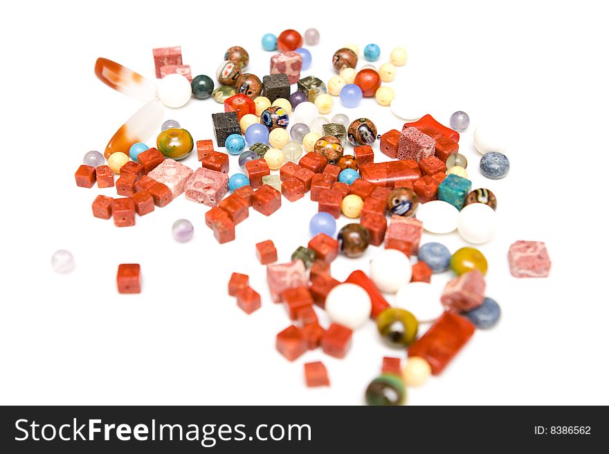 Jewellery making on a white background