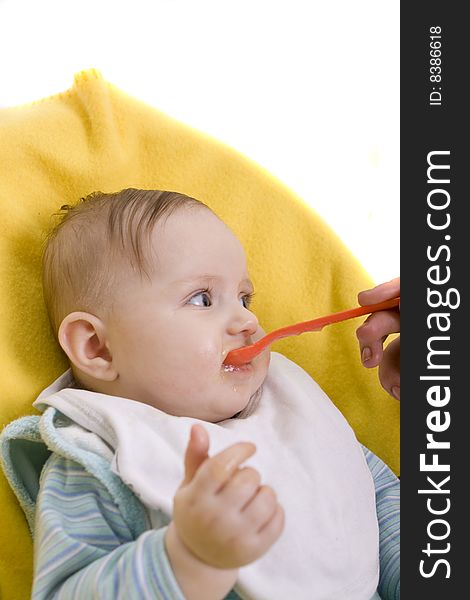 Eating baby on a white background