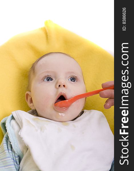 Eating baby on a white background