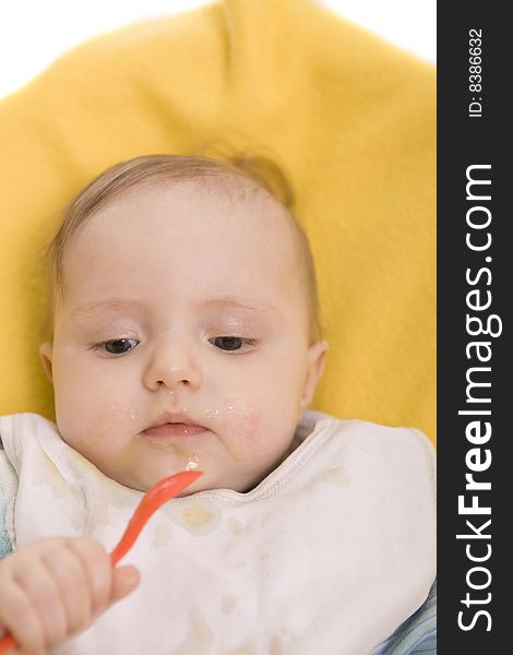 Eating baby on a white background