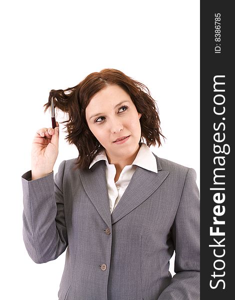 Business woman on a white background