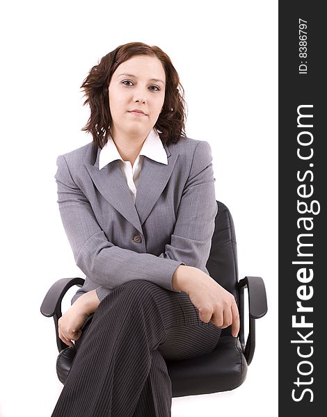 Business woman on a white background