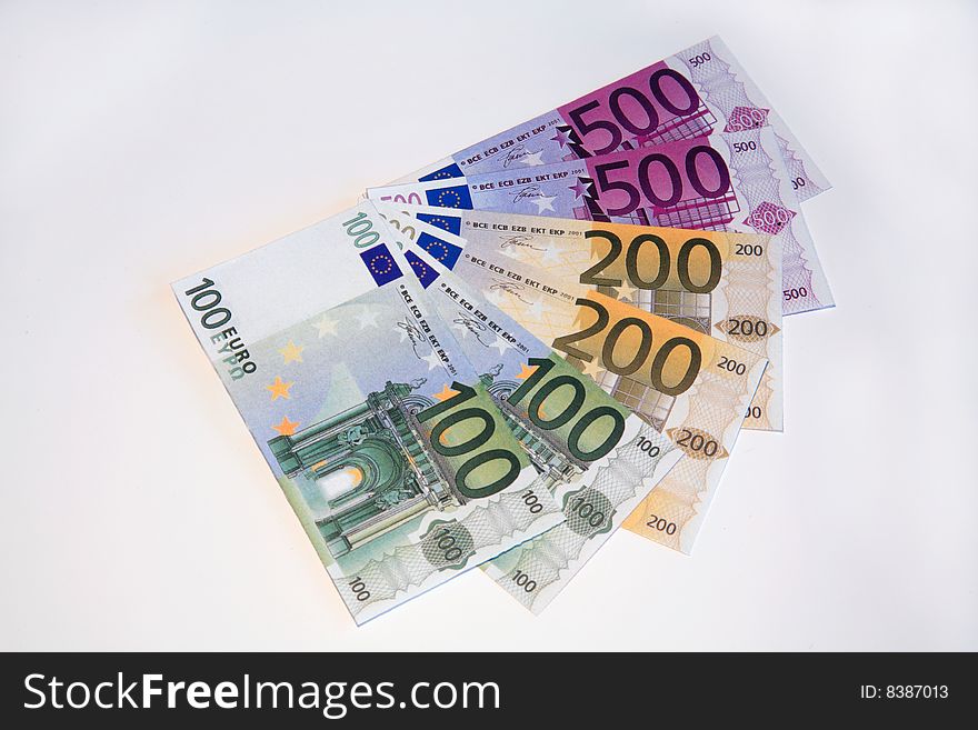 The picture of a variety of Euro Paper Money. The picture of a variety of Euro Paper Money