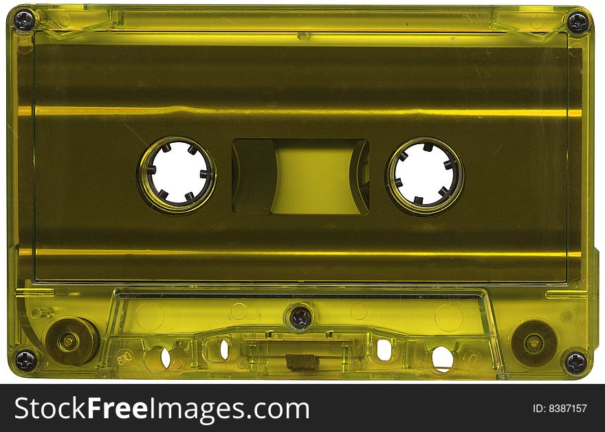 Retro yellow plastic cassette tape. Retro yellow plastic cassette tape.