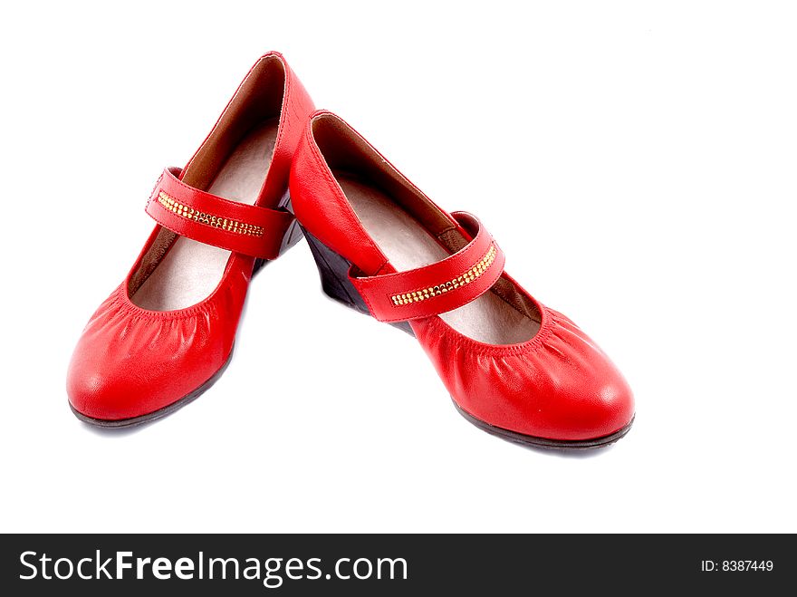 Stylish red Women shoes isolated on white background. Stylish red Women shoes isolated on white background
