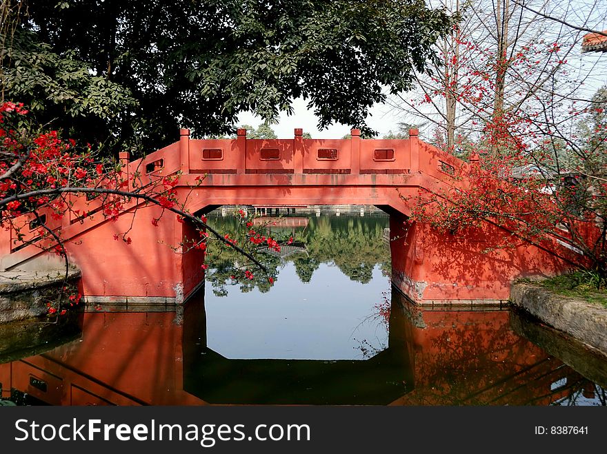 Pixian, China: Chinese Bridge at Wang Cong Ci Park