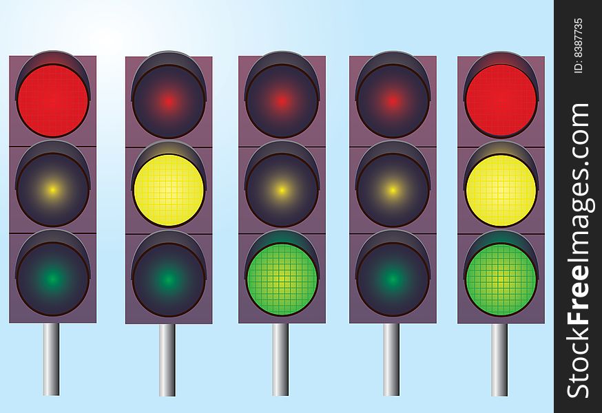 A set of traffic lights. Vector illustration