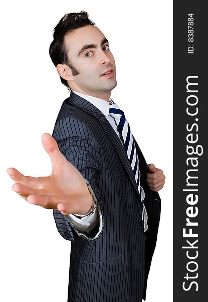 Confident businessman isolated over white with clipping path