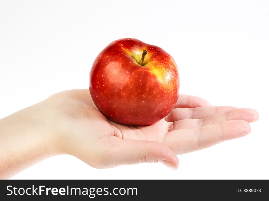 Red apple on hand