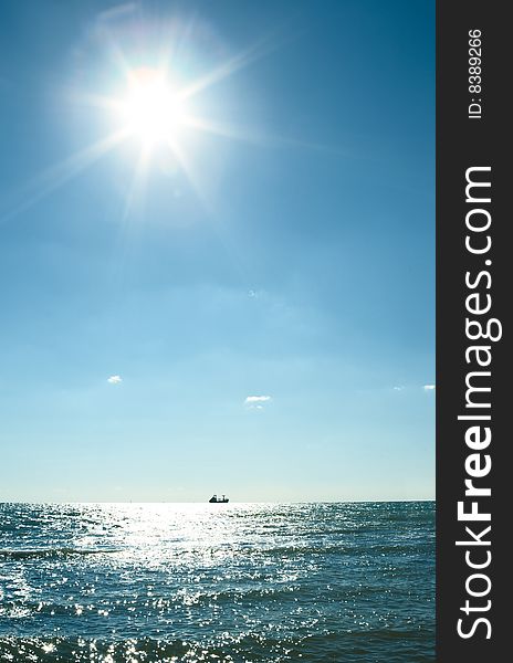 Blue sky and water. summer season on sea