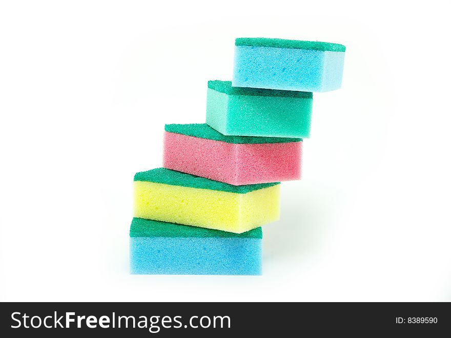 Kitchen sponges isolated on a white background