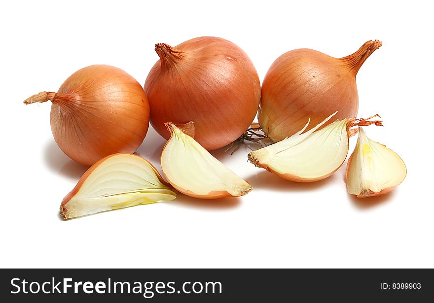 Healthy white vegetable onion isolated white on background