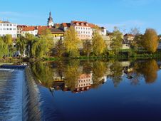 The Medieval Town Pisek On The River Otava Royalty Free Stock Photography The Medieval Town Pisek On The River Otava Royalty Free Stock Photography