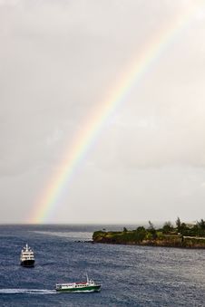 Two Ferries Under Rainbow Stock Photos Two Ferries Under Rainbow Stock Photos