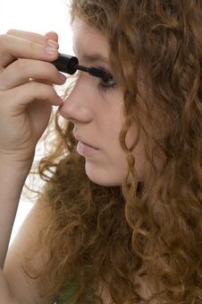 Red Haired Female Teenager With Mascara Royalty Free Stock Photos