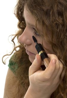 Red Haired Female Teenager With Mascara Stock Photos