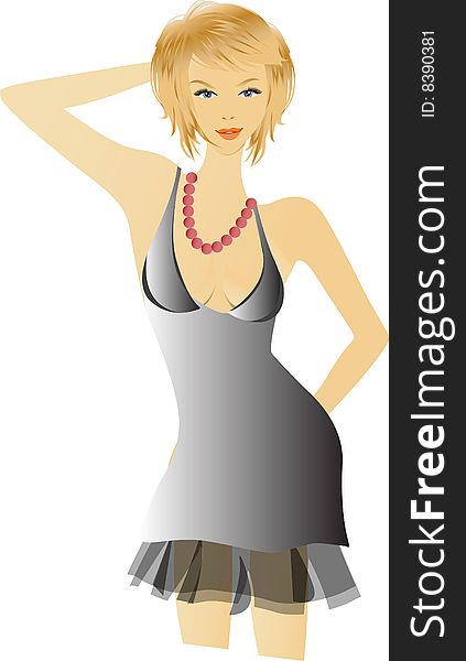 Illustration with elegance blonde woman in silver. Illustration with elegance blonde woman in silver