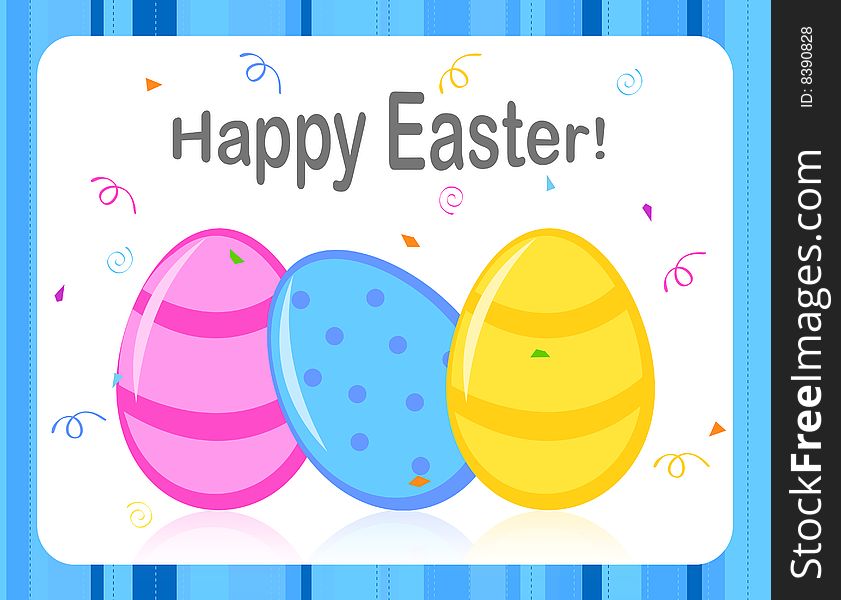 Cute easter greeting card with colorful painted easter eggs. Cute easter greeting card with colorful painted easter eggs