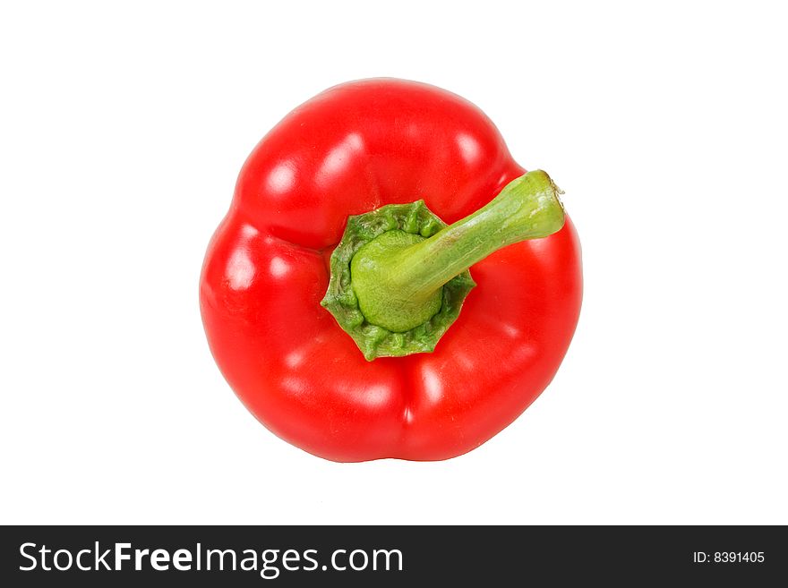 Red pepper lying on white background