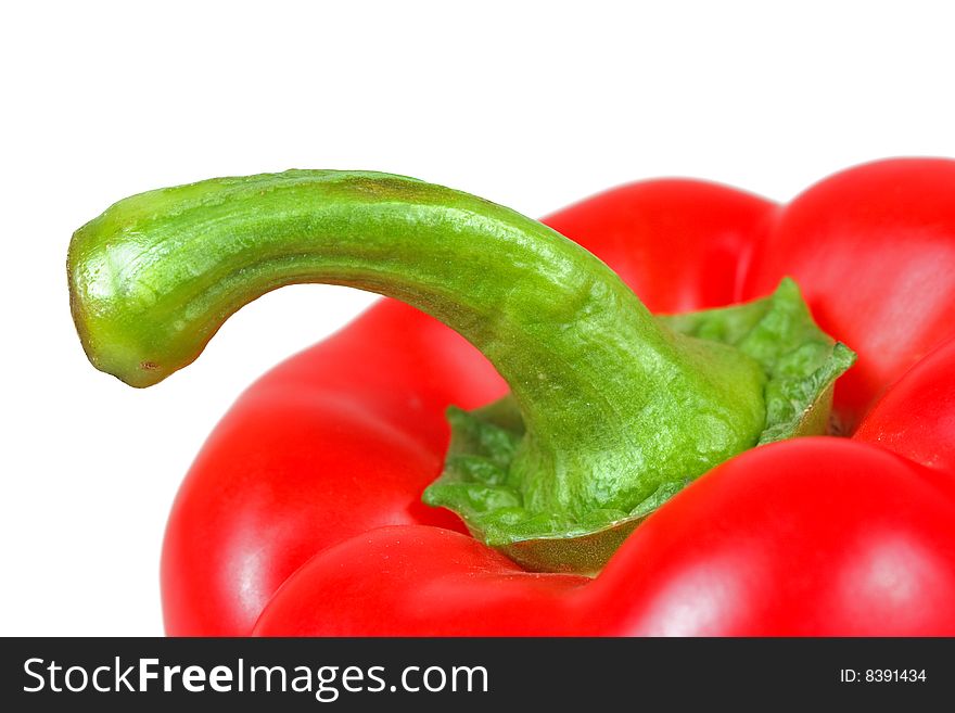 Red pepper closeup isolate on white