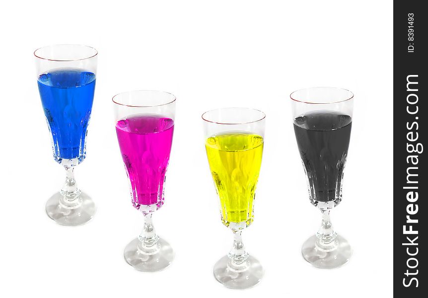 Drink glasses colored on CMYK palette