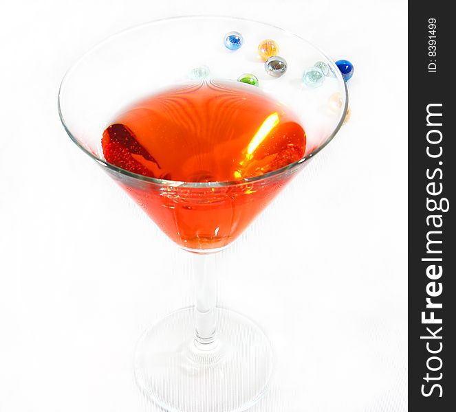 Red martini drink glasses balls