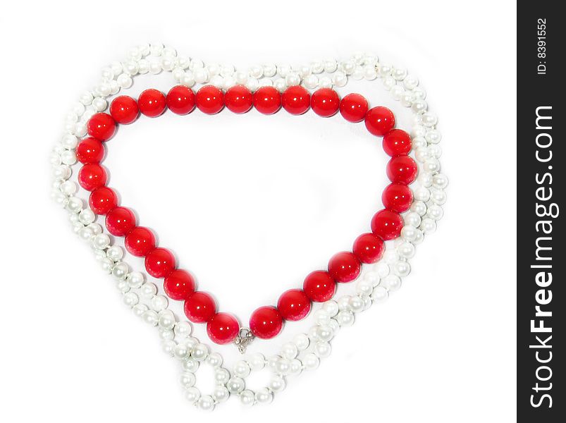 Frame in a form of heart with beads