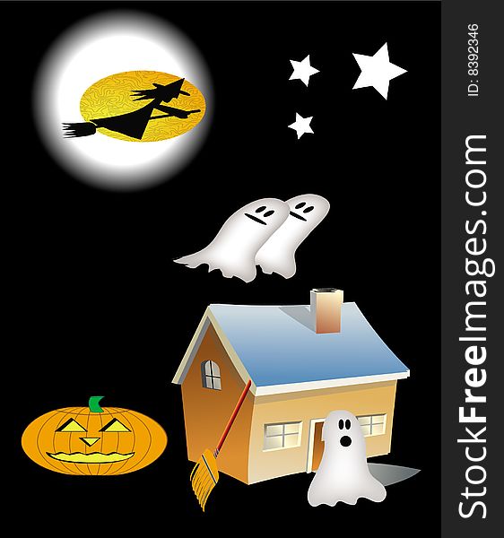 Vector Illustration of Halloween in black background