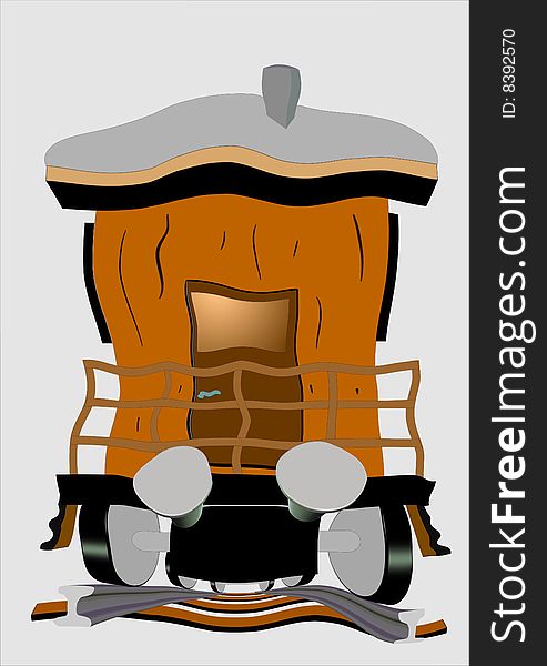 Train, the last wagon train that slowly away. Graphics, image.