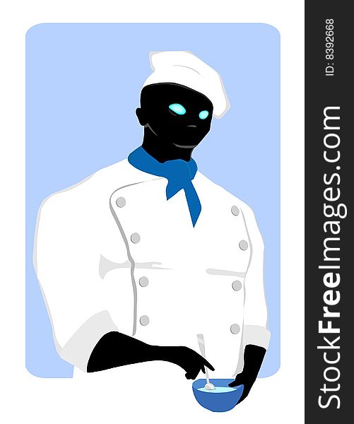 EPS8 Illustration 
silhouette of cook with alien eyes