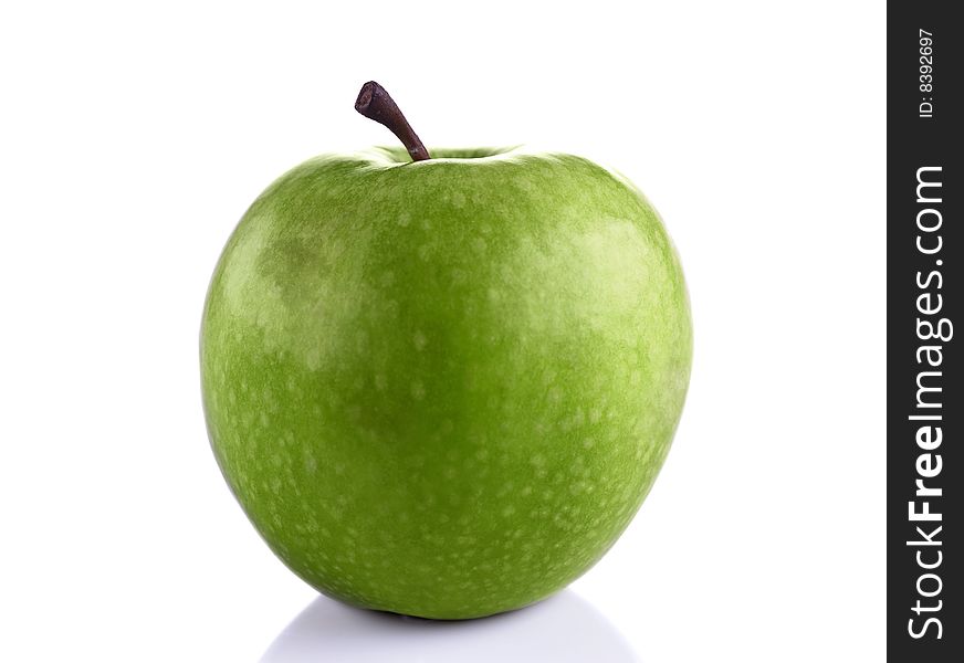 Green apple isolated on white.Very high detail texture.