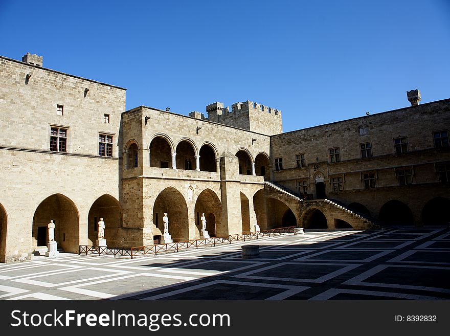 Interior Of A Medieval Castle In Rhodes Island