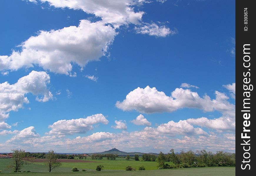 The northczech landscape with big blue sky