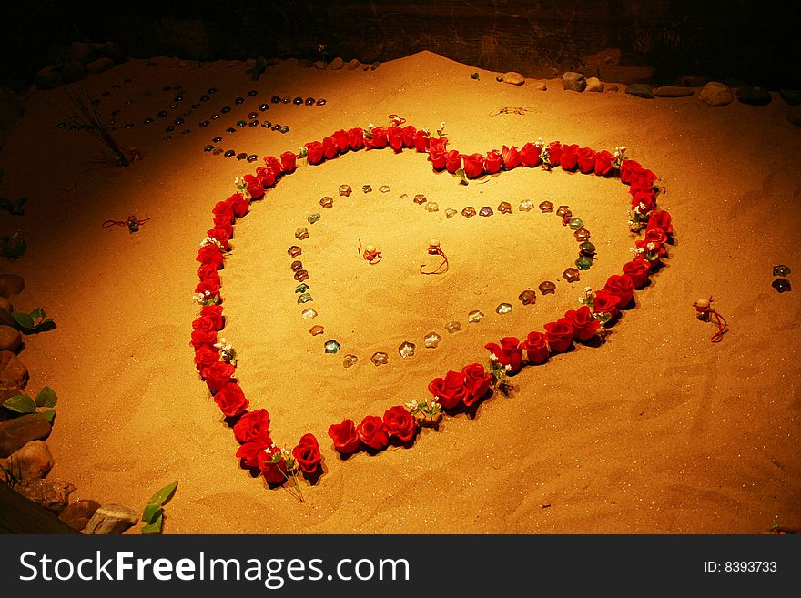 Heart-shaped beach in the light