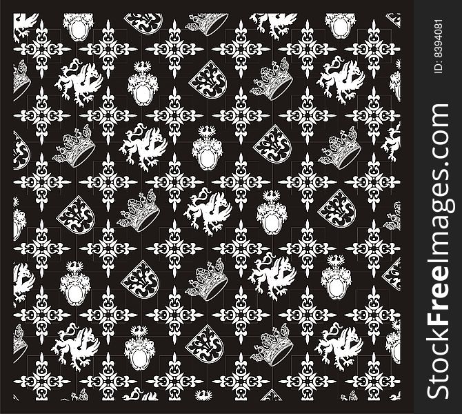 Heraldic black and white pattern, vector illustration. Heraldic black and white pattern, vector illustration.
