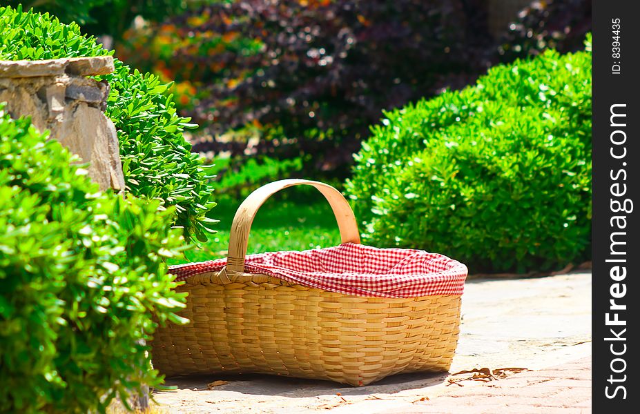 Large basket in the garden. Large basket in the garden