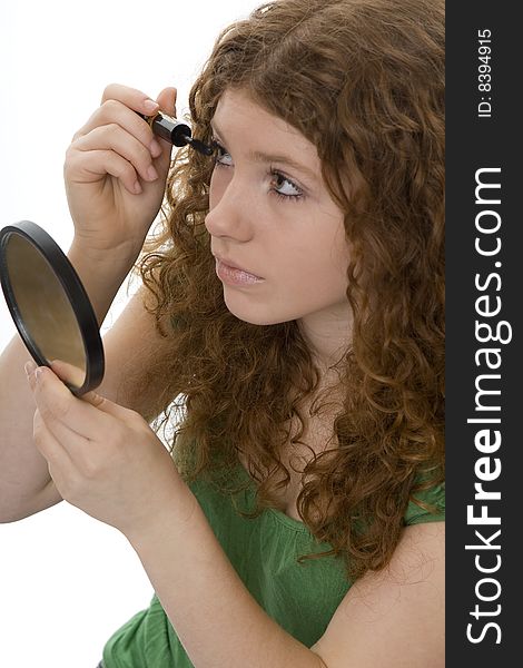 Red Haired Female Teenager With Mascara