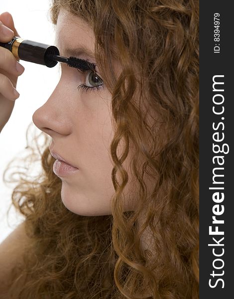 Red Haired Female Teenager With Mascara