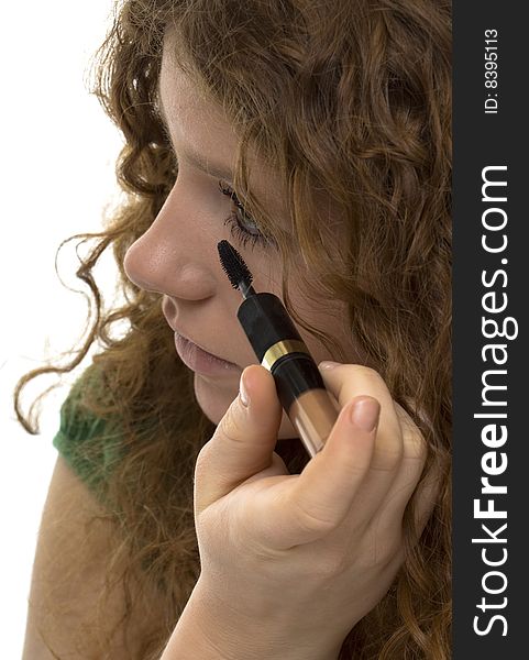 Red Haired Female Teenager With Mascara