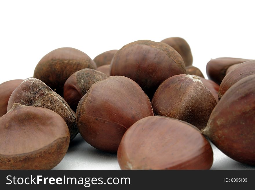 Chestnuts on the neutral background