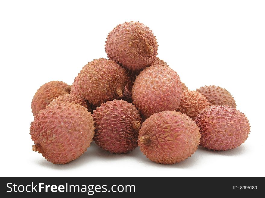 Lichee fruits on the neutral background