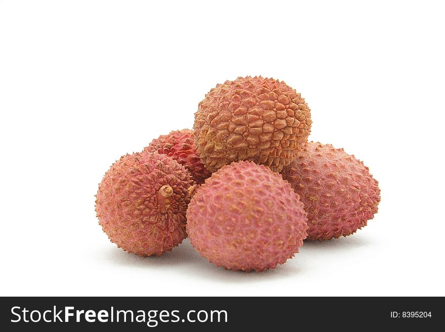 Lichee fruits on the neutral background