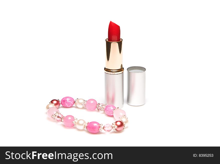 Red Lipstick And Womens Jewelry