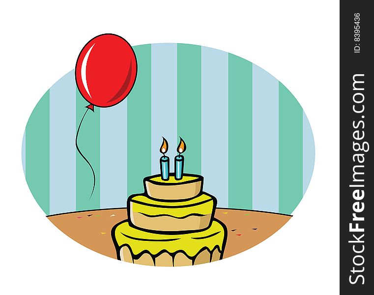 Cartoon illustration of a birthday party background. Cartoon illustration of a birthday party background