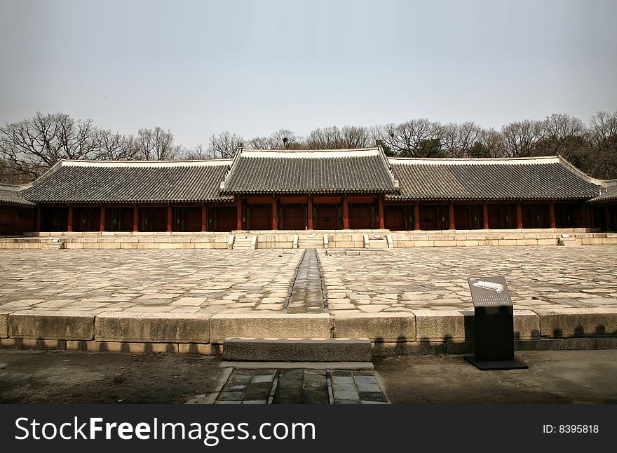 Buddhist Temple Compound against blue sky